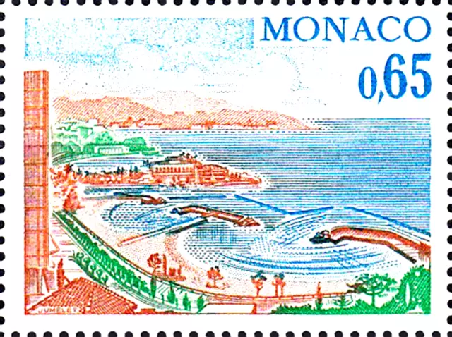 1332 postfrisch MNH Monaco 1978 Freimarke Ansicht Strand Monte Carlo Urlaub