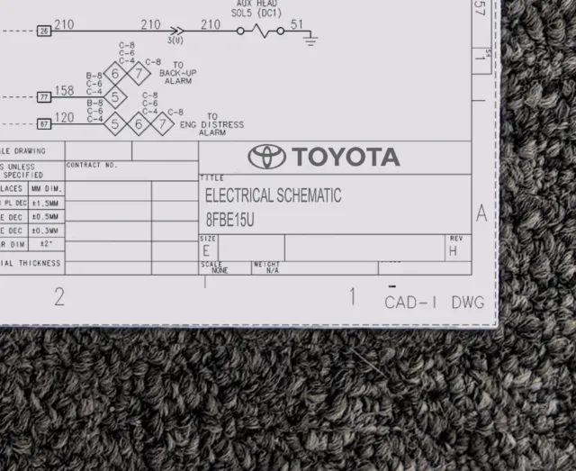 Toyota Forklift 8FBE15U Electrical Wiring Diagram Manual