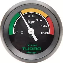 TIM Turbo Boost Gauge 2 Bar Black Face Dial 52mm <<NEW>>