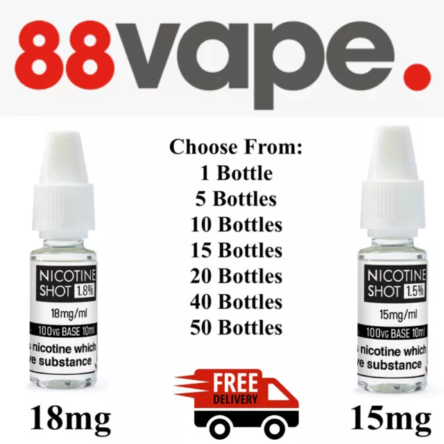 Nicotine Shots 10ml 18mg/ml 88 Vape Juice E liquid Nic drops Nic Shots 100%VG