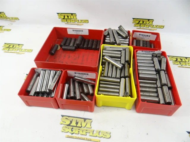 Large Lot Of Assorted Steel Dowel Pins 3/8" 7/16" 1/2" Dia + Lista Organizers