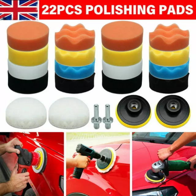 22Pcs 3 inch Car Polisher Pad Buffer Waxing Buffing Polishing Sponge Pads Kit UK