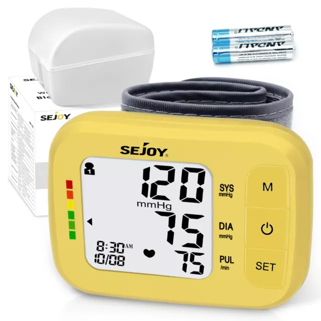 SEJOY Automatic Wrist Blood Pressure Monitor Digital Cuff BP Heart Rate Machine