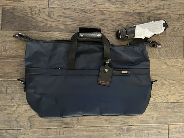 TUMI ALPHA Double Expansion Travel Satchel Duffel Navy Blue