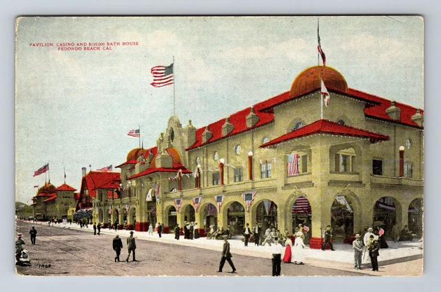 Redondo Beach CA-California, Pavilion Casino, Bath House, Vintage Postcard