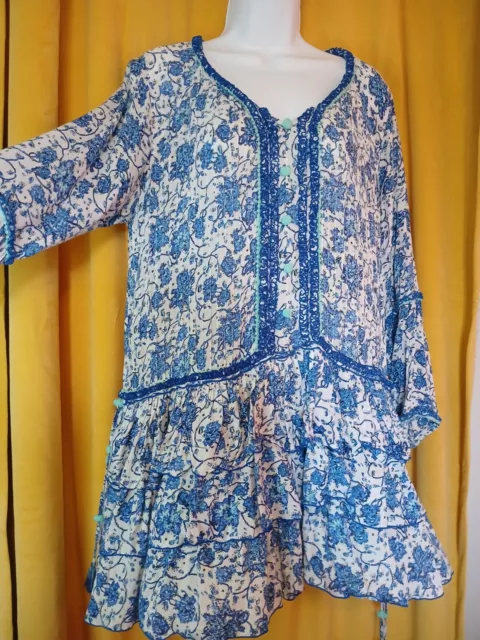 Poupette St.Barth Blue floral dress size M