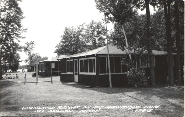 MCMILLAN MI MANISTIQUE LAKE RESORT real photo postcard rppc michigan gronland