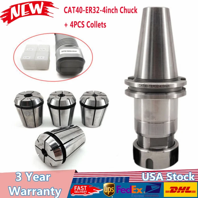 CAT40-ER32 Floating Tap Tapping Holder w/4x ER32 Tap Collets Set for CNC Tool