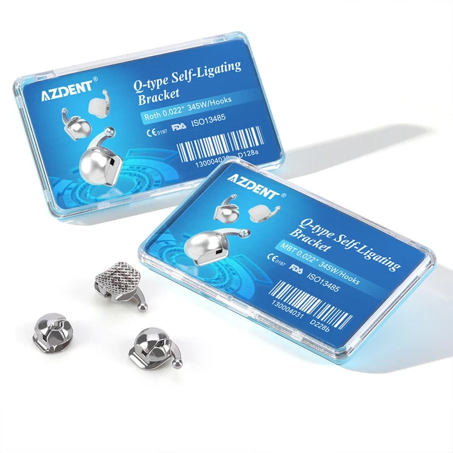 AZDENT Dental Orthodontic Spherical Self-Ligating Brackets ROTH/MBT.022 & Tubes
