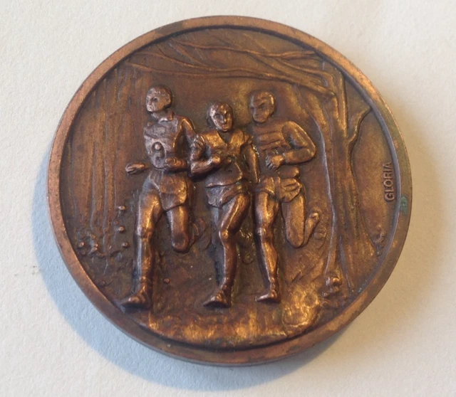Wintersport - Médaille , métal argenté- Ski de fond, signée : Gloria