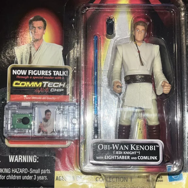 Star Wars Episode 1 Obi Wan Kenobi Jedi Knight Figure Commtech Chip Sealed new 2