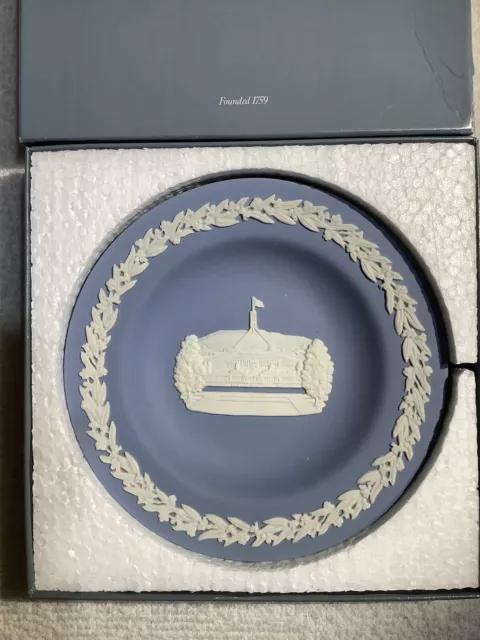 WEDGWOOD Jasper Ware Capital Cities Canberra Blue Round Tray Plate As New In Box