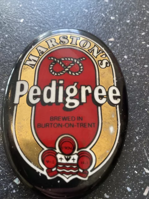 VINTAGE Marstons Pedigree Ale Ceramic  BEER PUMP CLIP, Font Badge , Sign Mancave 3