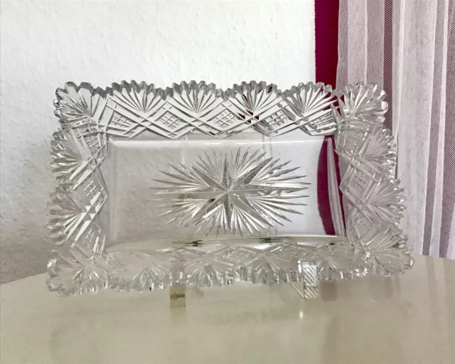 Antik sehr edel Schale Glasschale Kristallglas Ananas-Schliff geschnitten ~1870