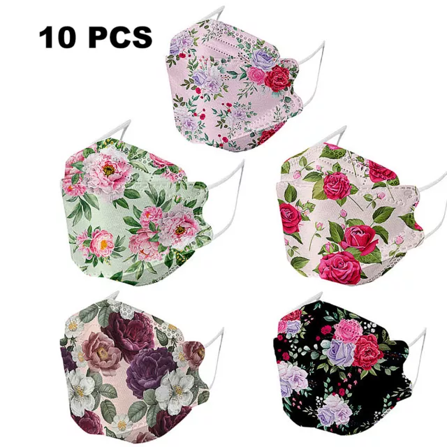 KF94 Face Mask 4 Layer Protective Disposable Large Flower Pattern Mouth Filter