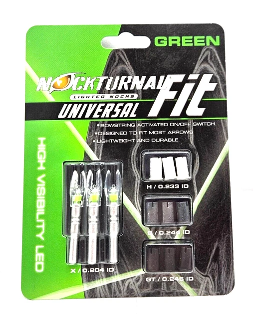 FeraDyne Nockturnal Lighted Nocks Green Universal Fit High Vis LED Fits Most NEW