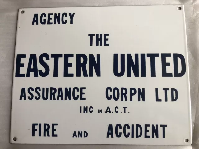 Old Mid Century enamel ‘The Eastern United Assurance Corpn Ltd ‘Sign