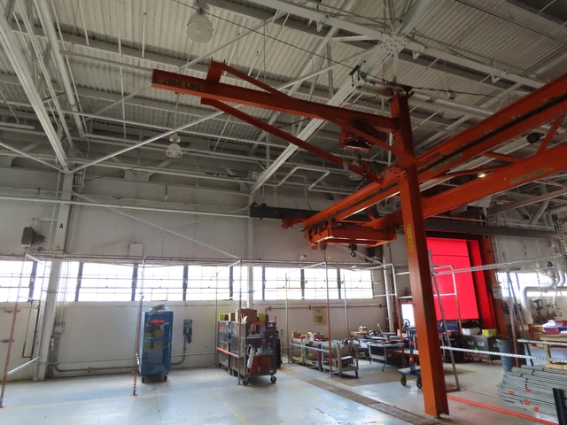 1 Ton Work Station I-Beam Swivel Jib Crane 2Hp Cable Hoist 15' Span 16' 9" HUB