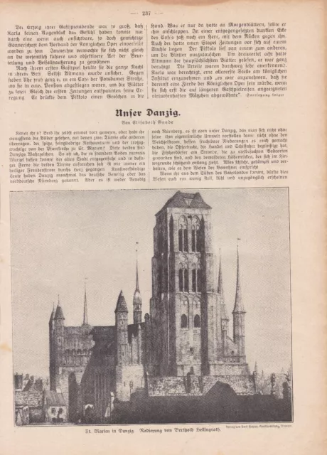 Danzig Gdansk 1919 Artushof, Jopengasse , Fischmarkt, Kantor Radierungen & Text