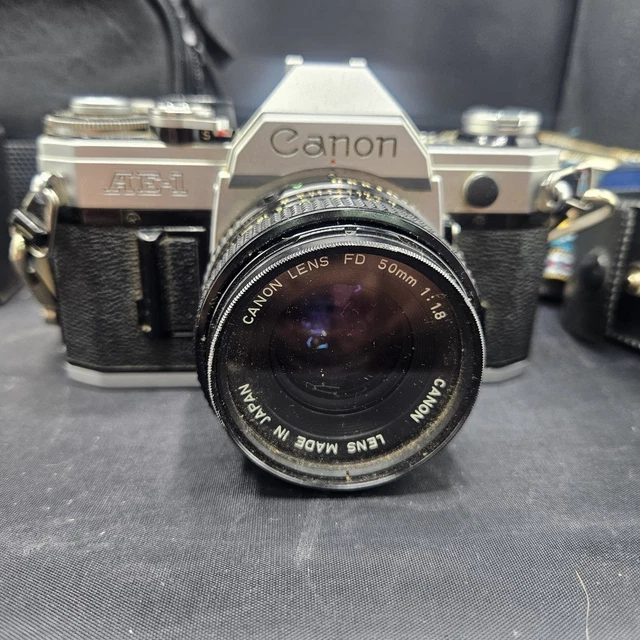 CANON AE-1 WITH Mixed Lens Accessories Vintage 35mm $169.14