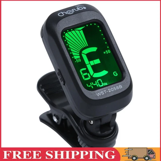Guitar Tuner Violin Ukulele Bass Clip-on LCD Display Tuning for Beginners String