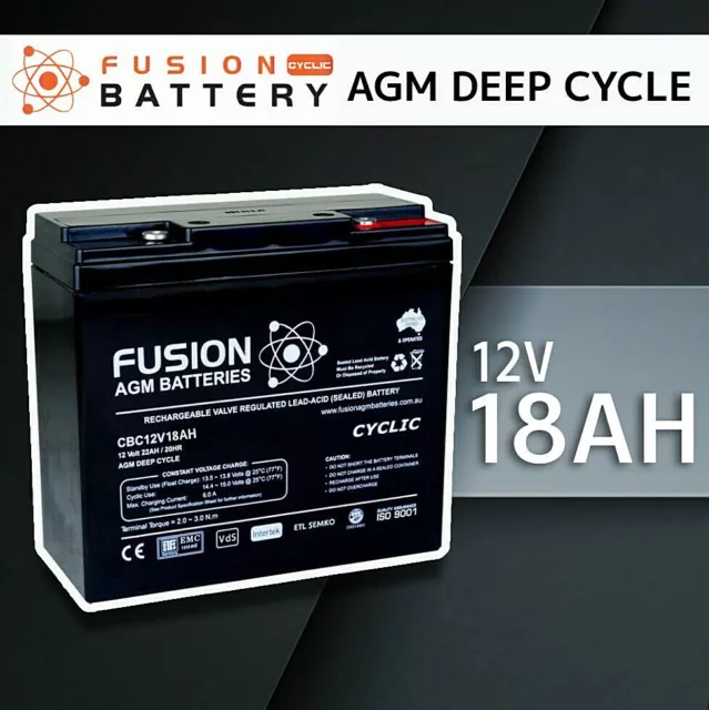 12V 18AH Sealed Battery AGM > 17ah 4 Solar, Jet Ski 20ah/22ah Fusion