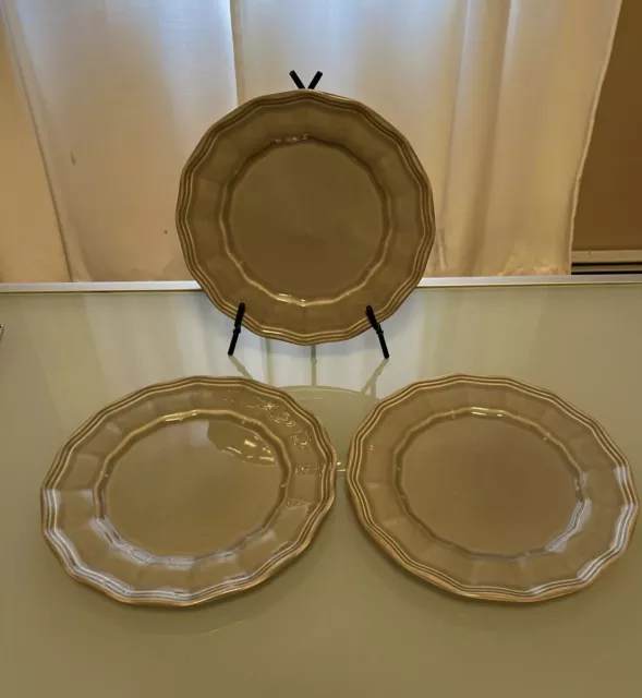 3 Gray Pottery Barn Charlotte Salad Lunch Plates 8.5" Portugal Handcrafted READ