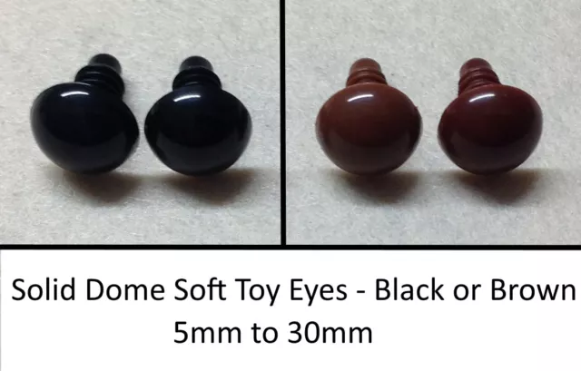 Solid Dome Eyes PLASTIC BACKS - Teddy Bear Making Soft Toy Doll Animal Craft