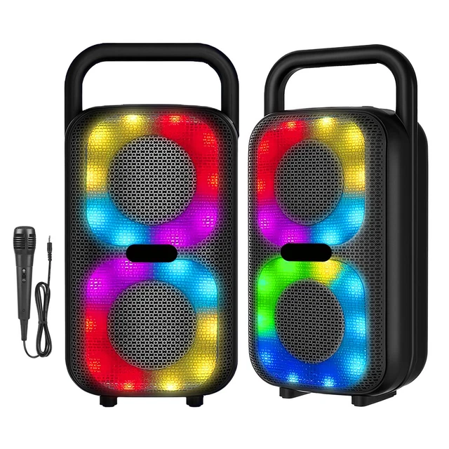 LOUD PORTABLE BLUETOOTH Party Speaker Wireless Karaoke Mic Subwoofer ...