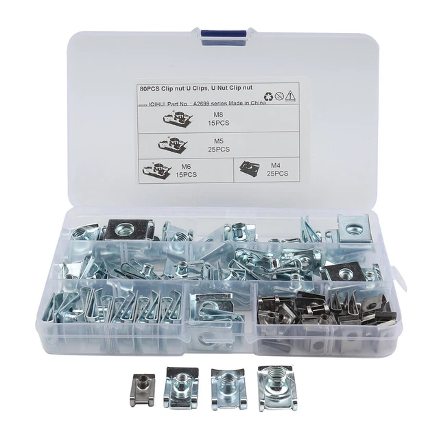 80x Kits de fixations d' de clips d'écrou en U pour intérieur de