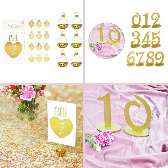 RoyalDecor Numeri da tavolo in acrilico satinato ad arco da 1 a 20 con numeri e supporti a specchio dorati, accessori perfetti per decorazioni per la