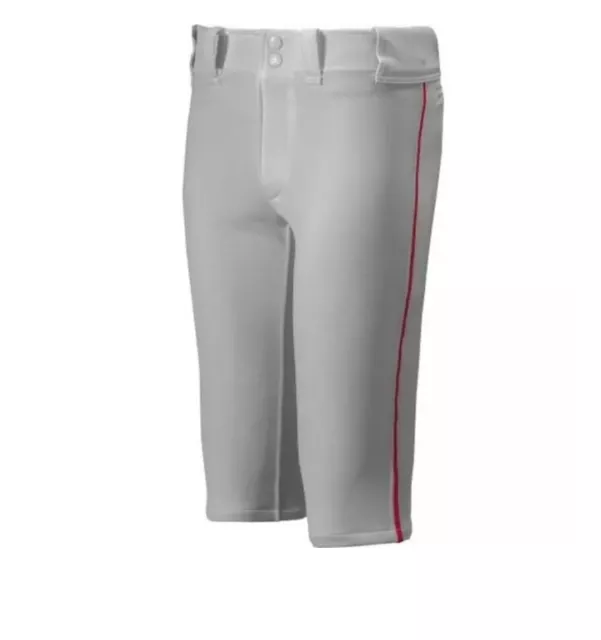 Mizuno Youth Select Short Knicker Baseball Pant gray/red.  Size XL