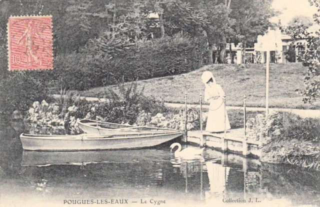 POUGUES-LES-EAUX le cygne timbrée 1906