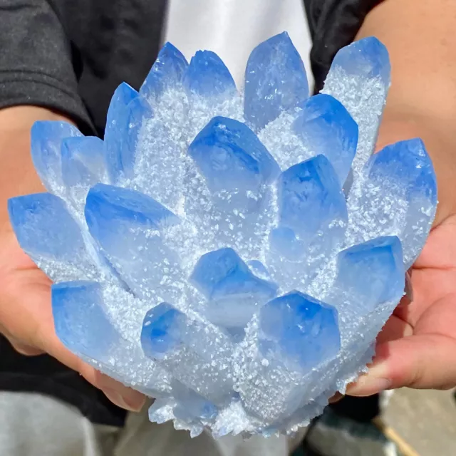 2.68LB New Find sky blue Phantom Quartz Crystal Cluster Mineral Specimen Healing