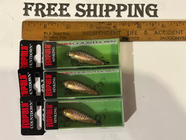 LOT OF 3 Rapala CD-3 Count Down FISHING LURES TACKLE BOX FIND NIPS