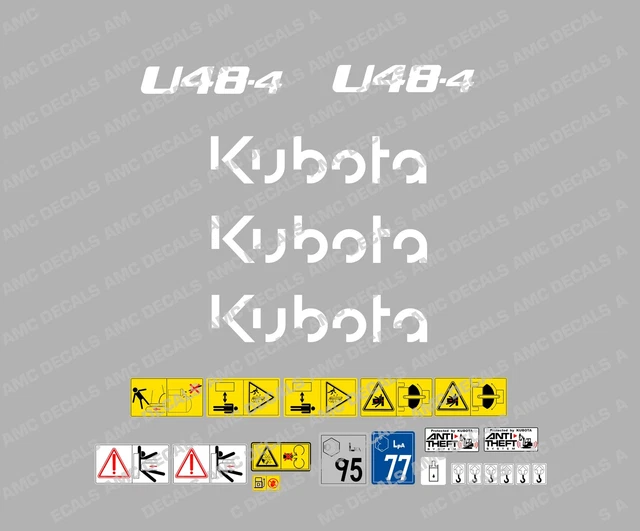 Autocollants Sécurité & Avertissement Pour Mini-Pelle Kubota KX080-4 - Kit Complet