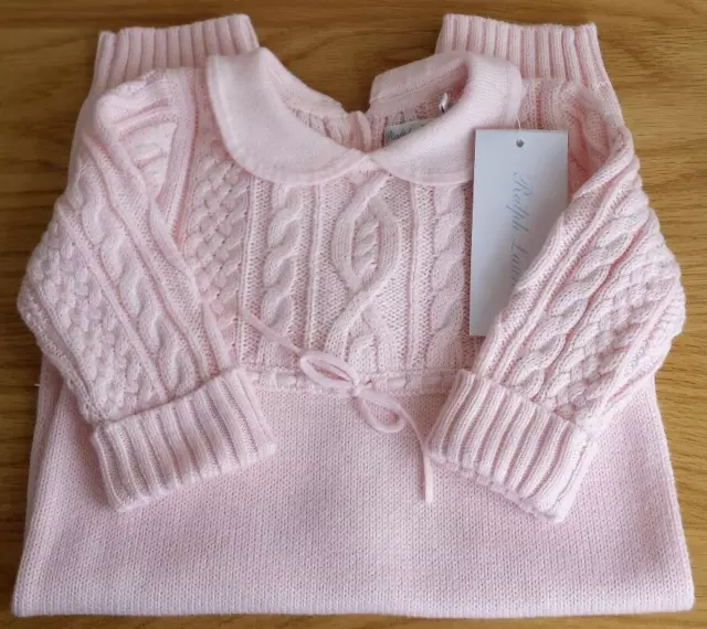 Bnwt, Ralph Lauren Pink Aran Knit Cotton Coverall - Size: 9 Mths.  Rrp £85