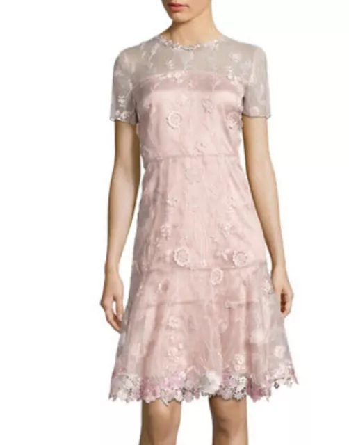 Elie Tahari Bamboo Aura Blush Pink Floral gorgeous blush dress