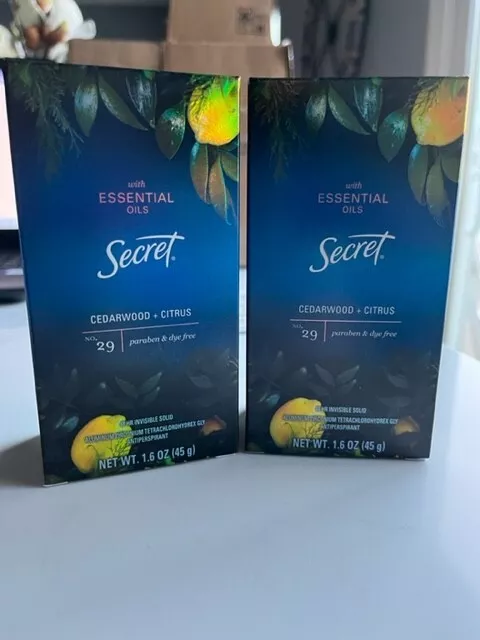 Lot of 2 Secret Antiperspirant Deodorant Essential Oils Cedarwood + Citrus No 29