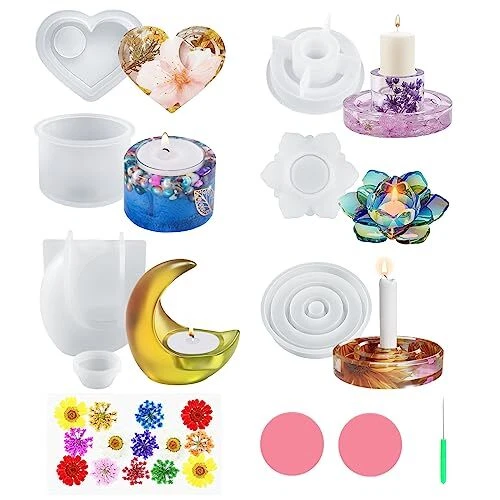 Kit De 3 Moules Silicone Pour Résine - Vase, Bougeoir Et Plateau, Réutilisables, DIY Déco