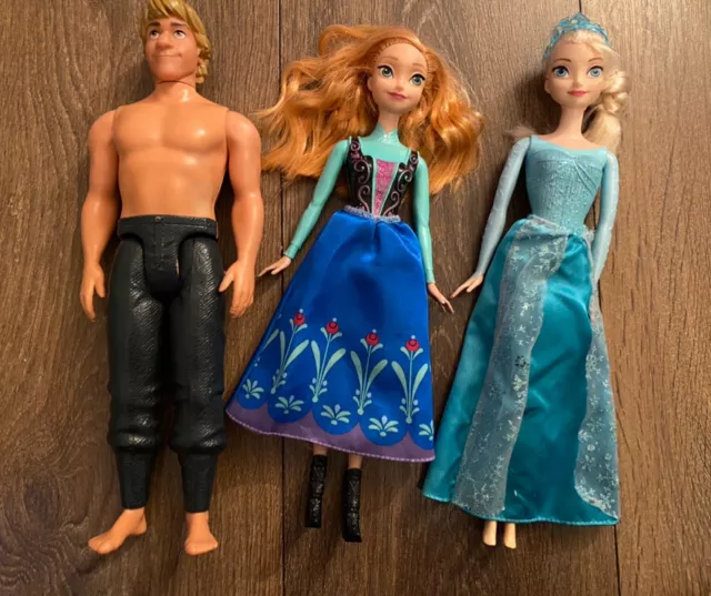 Disney Frozen Anna Elsa & Kristoff Doll Bundle