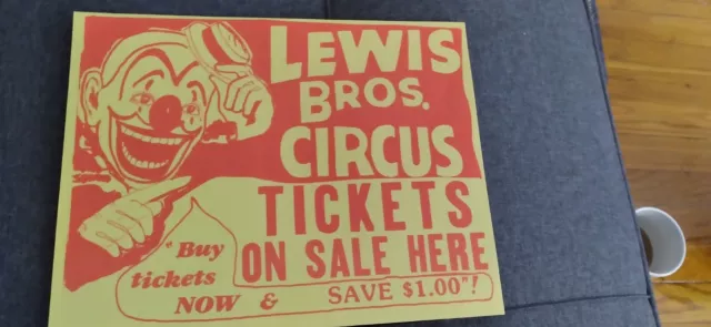 Circus POSTER LEWIS BROS. Vintage Collectible Paper Advertisement