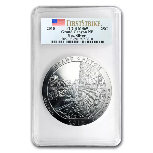 2010 5 oz Silver ATB Grand Canyon MS-69 PCGS (FirstStrike®)