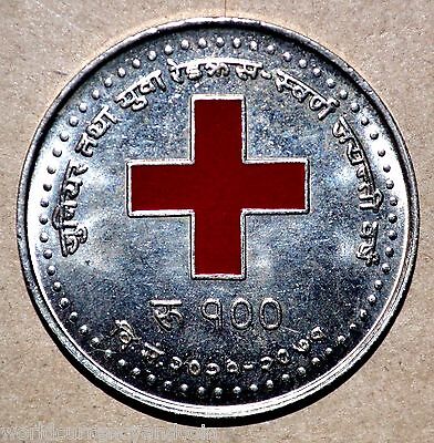 NEPAL 100 RUPEES 2015 COLORED SILVER COIN 50th ANNY RED CROSS UNC COMMEMORATIVE