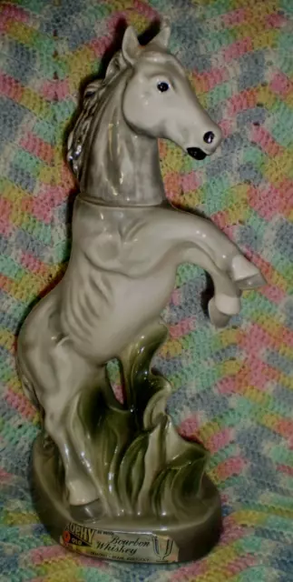 Vtg 1962 Jim Beam Regal China Rearing Grey/White Horse Decanter Beam’s Trophy .