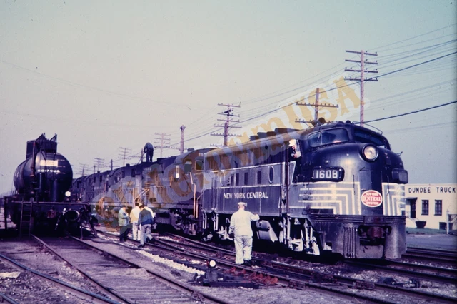 Vtg Duplicate Train Slide 1608 New York Central Engine Detroit MI X6P025