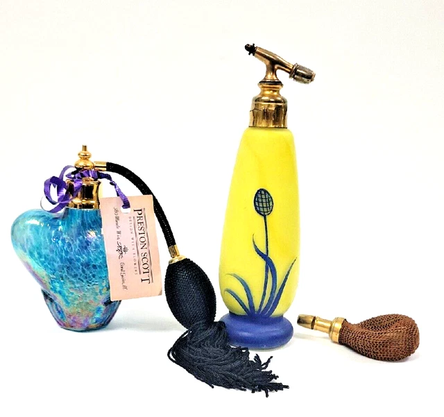 2 PERFUME BOTTLES Signed Galle Cameo Glass Perfume Bottle ROMAN & JOHN PRESTON