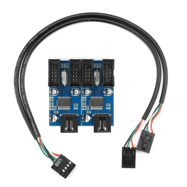 USB 9 PIN Header Splitter Cable Desktop Motherboard USB2.0 Hub ...