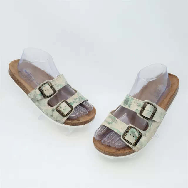 Biostep Womens Camo Suede Double Strap Buckle Comfort Sandals Slides Size 8.5