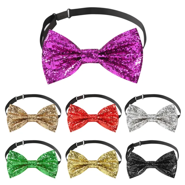 Mens Clubwear Shiny Costume PU Leather Bow Tie Holiday Accessory Christmas Show